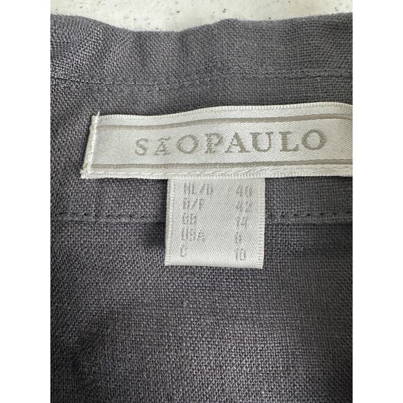 Sao Paulo Womens 8 100% Linen Blazer Jacket Blue Casual Pockets One Button A40 - Picture 5 of 7